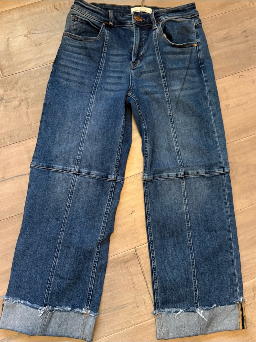 Wide-Leg Dark Blue Flare Jeans